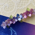 紫陽花のバレッタ　グラデーション色　刻み入り花弁