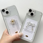　【clear designケース】　お花　リボン　iPhoneケース　韓国　スマホケース