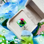 【人魚姫の洞窟🧜‍♀️🏰💕】 マーメイド かすみ草 グリーン ドライフラワー 押し花 レジン 花 クリア うるうる ボタニカル クリア 小花 リング 指輪  レクタングル フリーサイズ リング