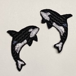 シャチ刺繍ワッペン　ミニ（2枚セット）