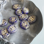 【1コずつ販売】JIRI＊IVANA#czech beads#チェコビーズ　horseshoe21✖️18㍉馬蹄クローバー cobalt blue/bronze