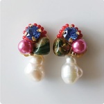 Swarovski<Blue> + Rhyolite + Pink Resin Pearl &【 Freshwater pearl】＊