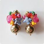 Colorful Beads + Gold Ball Beads＊【 Transparent Pink/Sky Blue/Transparent Red/Yellow/Green etc...】