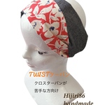 ツイストターバン 北欧柄レッド×ダンガリーブラック ターバン ヘアバンド