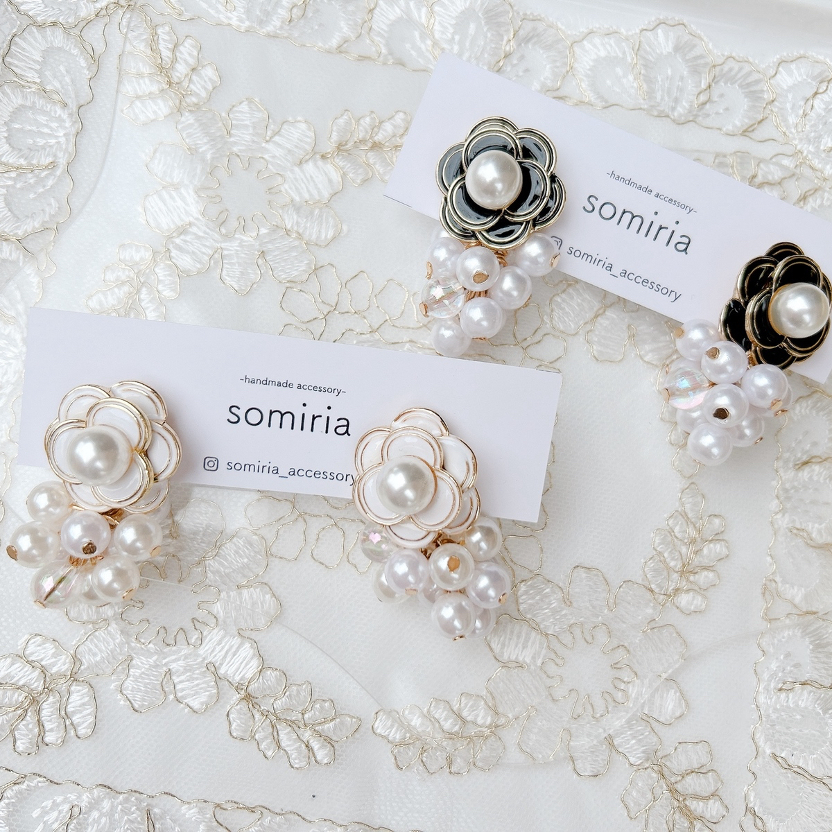 no.190 ハンドメイド✩.*˚モノトーン×シルバーのアクセサリー