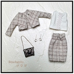 リカちゃん　服　ハンドメイド　ツィードセットアップ着回しコーデセット