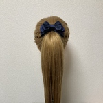 240613 手のひらサイズのヘアリボンポニーフック　ネイビー