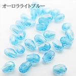 【60個】しずく型 ガラスビーズ 6×4mm★ABスカイブルー/水色★ドロップ 雫 カットビーズ