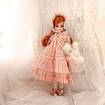 オーダー＊22cm＊アンゴラうさぎとお散歩なドレスセット＊cream orange＊リカちゃん ブライス