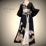 黒留袖の品格 アクセントカラーワンピース 着物リメイク フォーマル フリーサイズ 結婚式 演奏会 和楽器衣装 親族衣装 ピアノ バイオリン お箏 ハープ サックス 衣装 黒 A665