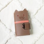子豚の三つ折りレザーキーケース＊カードポケット付き