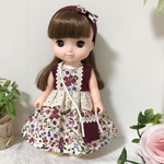 ソランちゃん＊メルちゃん＊ワインカラー花柄ワンピース３点セット