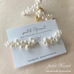 * tiny pearl lace * イヤリング(ピアス)♡ ウェディング　ブライダル　結婚式　花嫁　ドレス　お呼ばれ　イヤーカフ アシンメトリー 