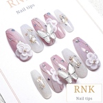 ⑅⃛ RNK ネイルチップ ⑅⃛ オーダー　ブライダルネイル　成人式　和柄　ロング　ショート　オーバル　バレリーナ　ピンク フラワーネイル　バタフライ