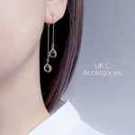 ピアス✨2way ダブルクリアドロップが揺れるチェーンピアス シルバー ゴールド  金属アレルギー対応 ピアス イヤリング 樹脂ピアス チタン ピアス サージカルステンレス ピアス ロング チェーン