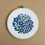 b0783685様専用　刺繍フレーム　サマーブルーフラワー