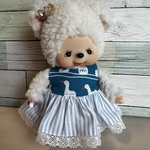 【Ｓサイズ】 1577  チムたん　モンチッチS サイズ  アヒルさんのワンピース　ブルーストライプ