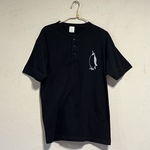 ペンギンメンズTシャツ綿100%　ヘンリーネックＴシャツ　黒