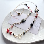 new🌟赤と黒のロングネックレス　＊chamcuru ＊
