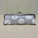 ビション柄がまぐちペンケース＊グレー