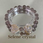 フォッシルコーラル　珊瑚　リボン　ブレスレット　　　　グレー瑪瑙　天然石ブレスレット　Selene crystal