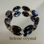 黒瑪瑙　オーバル　ブレスレット　縞模様　　　　　　　　　天然石ブレスレット　Selene crystal