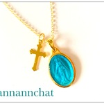【 真鍮クロス(十字架 30mm)　＆　奇跡のメダイ　from France】14k ゴールドフィールドネックレス
