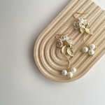リーフゴールドピアス♡ウエディングピアス　フォトウエディング　フラワー　パール　イヤリング　大ぶりピアス　ブライダル　ウエディング　前撮り　成人式　結婚式　2409