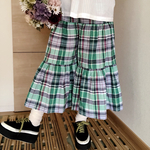 【人気♡定番】ギャザーたっぷりガウチョ☆グリーンチェック柄