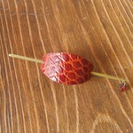 革のかんざしバレッタ(マジェステ)　型押茶