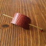★スペア　A★　革のかんざしバレッタ(マジェステ)　型押茶