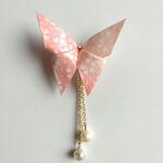 手染友禅和紙使用　おりがみパールかんざし髪飾り　桜の蝶