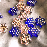 【2色ペア4コセット】JIRI＊IVANA#czech beads#チェコビーズ　dot star16㍉　tiger sapphire pink＊cobalt blue/bronze