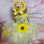🐶犬猫うさちゃん服🌻向日葵のレースワンピース🌼