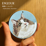 刺繍キーホルダー キーホルダー ノルウェージャンフォレストキャット ウェジー お散歩チャーム 迷子防止 鍵 プレゼント ギフト プチギフト キーチャーム EMJOUR エンジュール (or-082)