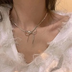 リボン⭐︎シルバーカラーチェーンネックレス⭐︎チョーカー　⭐︎結婚式　デート　アクセサリー　贈り物