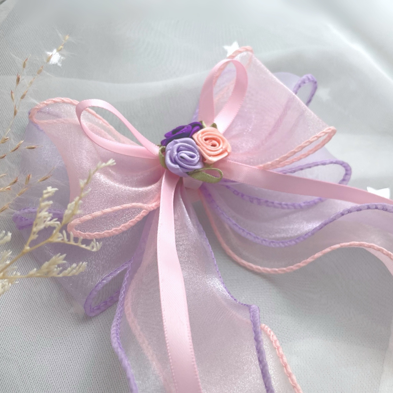 ラプンツェルのオーガンジーリボン】 プリンセス 紫 ピンク バラ