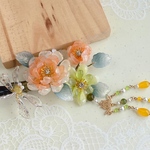 立体芍薬と蜻蛉のヘアクリップ　下がり付き