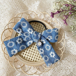 刺繍入りデニムリボン♡ブルー