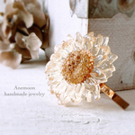 クリアフラワーのポニーフック 花モチーフ径約3.5cm フック長さ約3.3cm