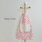 【再販】1人で着られる♪すっきり畳める♪子供用エプロン　キッズエプロン　さくらんぼ　お花　子供　女の子　幼稚園　保育園　給食　おままごと　三角巾　料理　お手伝い　巾着　110cm  120cm