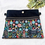 インド刺繍リボンのフラットポーチ20 ブラック