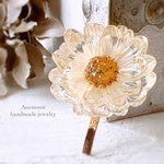 ナチュラルドライフラワーのポニーフック 花モチーフ径約3.5cm フック長さ約3.3cm