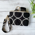 刺繍　サークル　ブラック　スマートキー　キーポーチ　キーケース