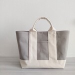 帆布横長トートバッグマチ広め アイスグレー×キナリ 倉敷帆布
