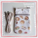 b No.061 犬パン柄♡ファスナーポケット付きスマホサコッシュ　スマホポシェット