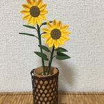 ちりめん細工:ひまわりの花(2本)