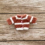 JANAYA ハンドメイド　手編み　オビツ11服　毛糸製　セーター　ニット　茶色ボーダー柄