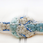 小桜組 「水玉」 生成り〜水浅葱（みずあさぎ）〜生成りのグラデーション × 白〜青〜白のグラデーション＋銀糸