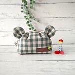   くまポーチ/ギンガム/グリーン